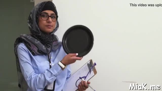 Arab chick plays with 2 shafts