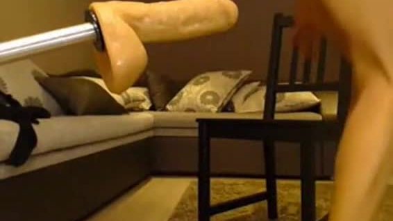 Hot blonde uses fuck machine on her ass on cam