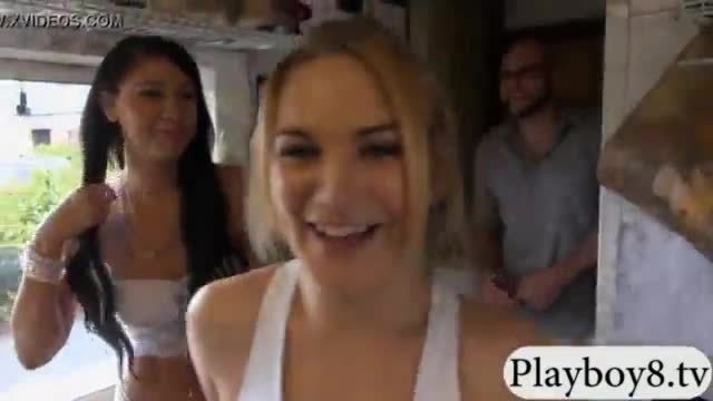 Blonde babe convinced to fuck for money